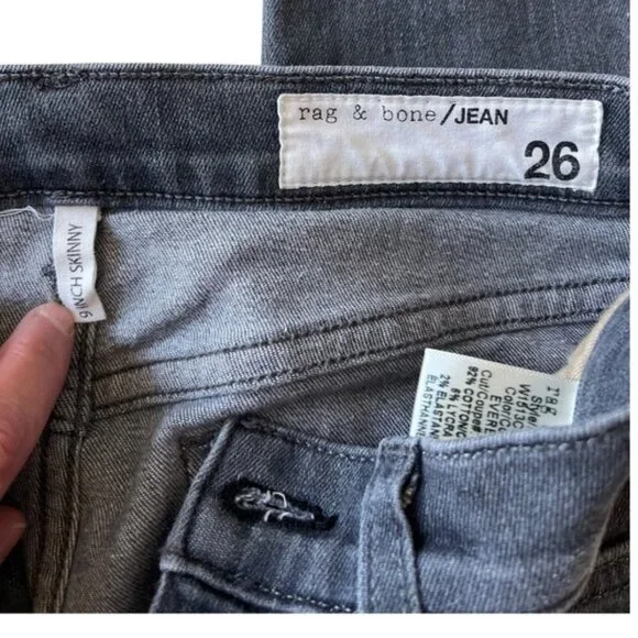 Rag & Bone women's Skinny 9 Inch skinny jeans pants size 26 - Picture 9 of 10